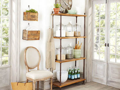 美式复古家具实木收纳架 可定制客厅展示架多层厨房置物架