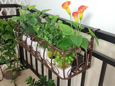 欧式室内阳台金属栏杆种植花架 花园户外悬挂式铁艺绿萝盆栽架